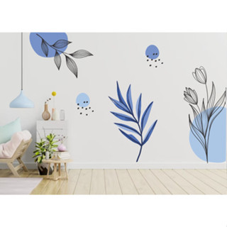 Adesivo Papel Parede Boho Chic Floral Minimalista Azul B100 em Oferta na Shopee