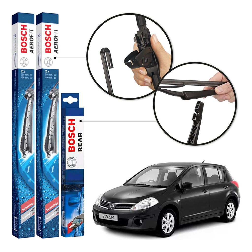Palheta Bosch Dianteira E Traseira Tiida 2010 A 2013 Kit C/3