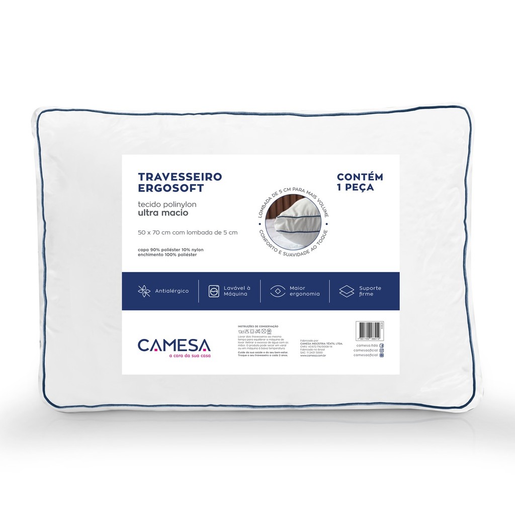 Kit 2 Travesseiros Camesa Ergosoft Hotel Ultra Macio