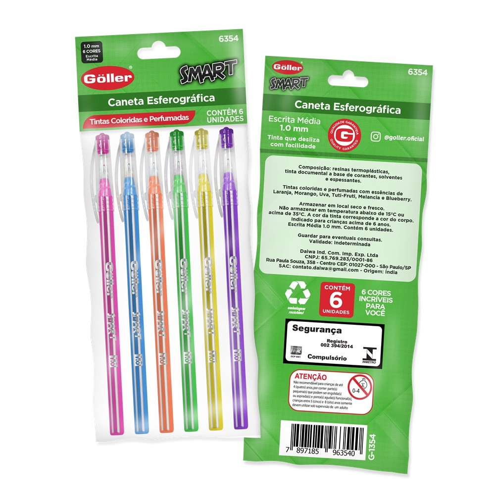 Caneta Esferográfica Smart 1.0mm Colors Smell Perfumada Com 6 Unidades Göller