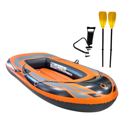 Bote Inflável 235cm 160kg Com Bomba Manual 2 Remos Kit Reparo 4 Câmaras Ideal Para Pesca E Lazer