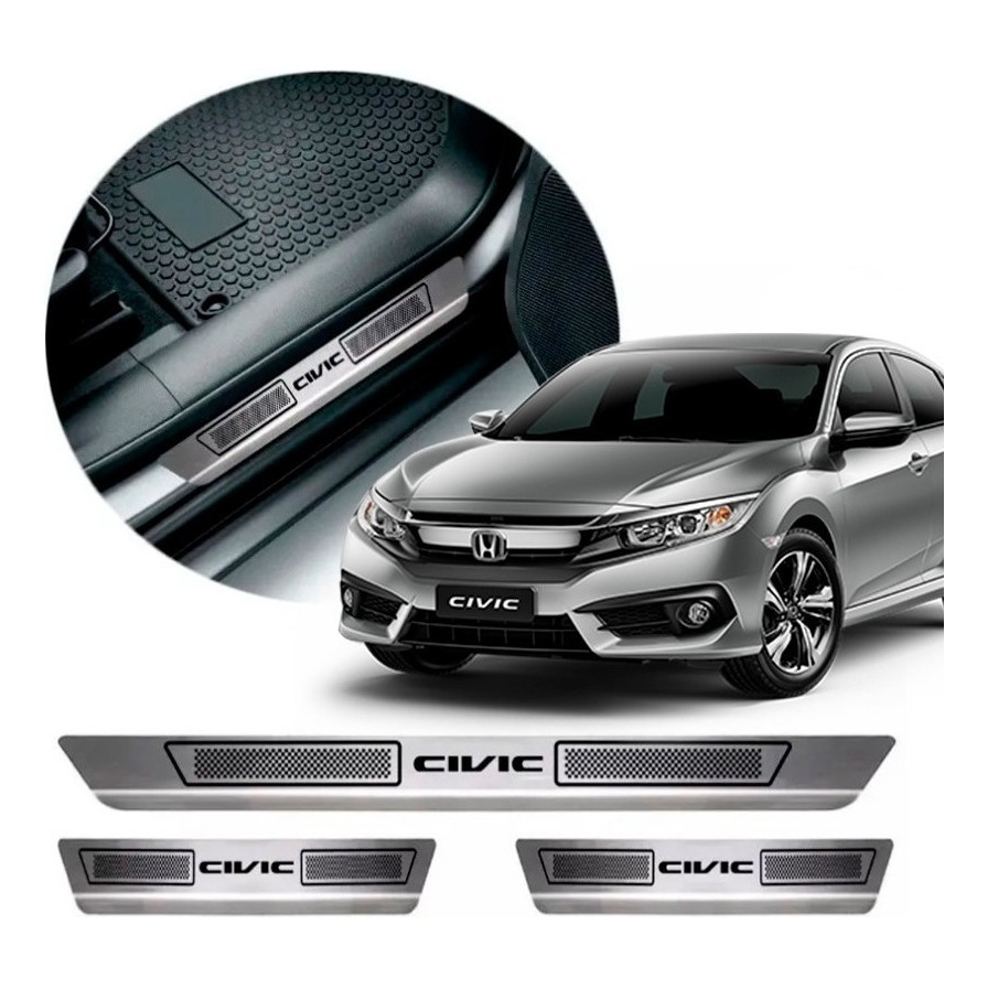 Soleira Porta Aço Inox Honda Civic 2017 2018 2019 2020 2021