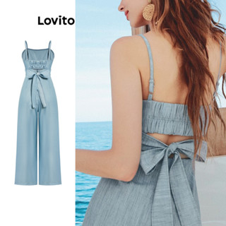 Lovito Macacão Casual Com Amarração Nas Costas, Macacão De Verão/Primavera Para Mulheres L100MD146 em Oferta na Shopee