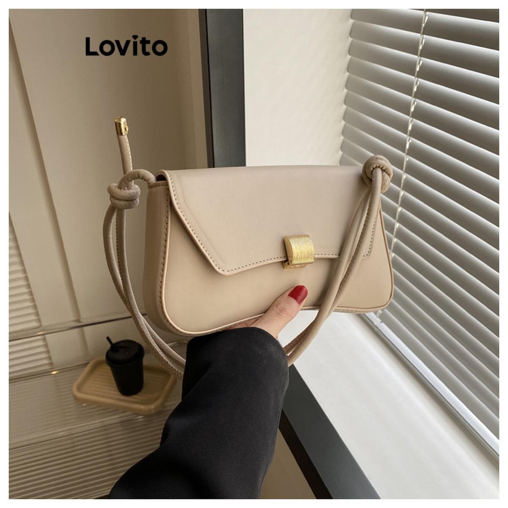 Lovito Bolsa de ombro pequena vintage minimalista elegante para mulheres LFA48179