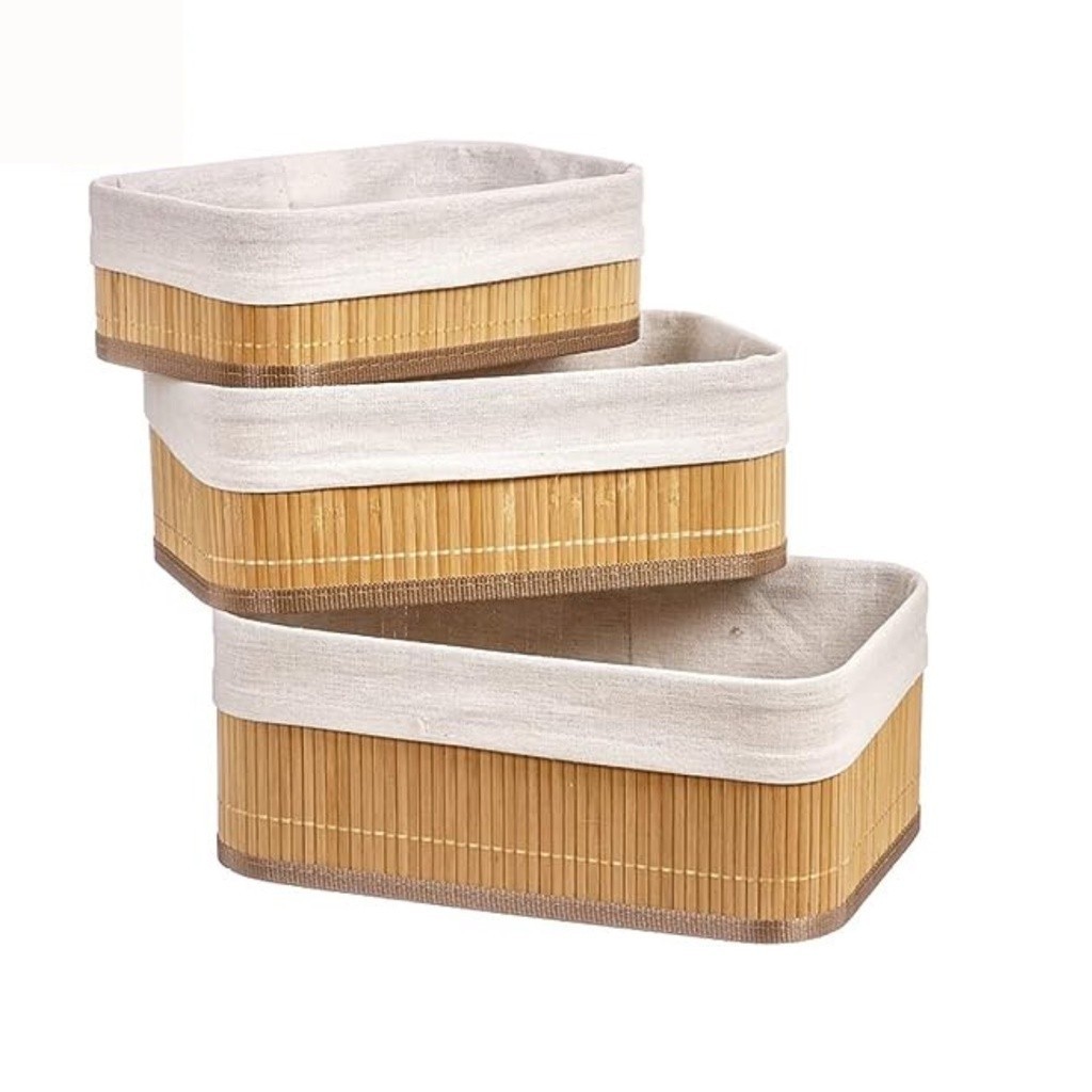 Conjunto 3 Cestos Organizadores Bambu