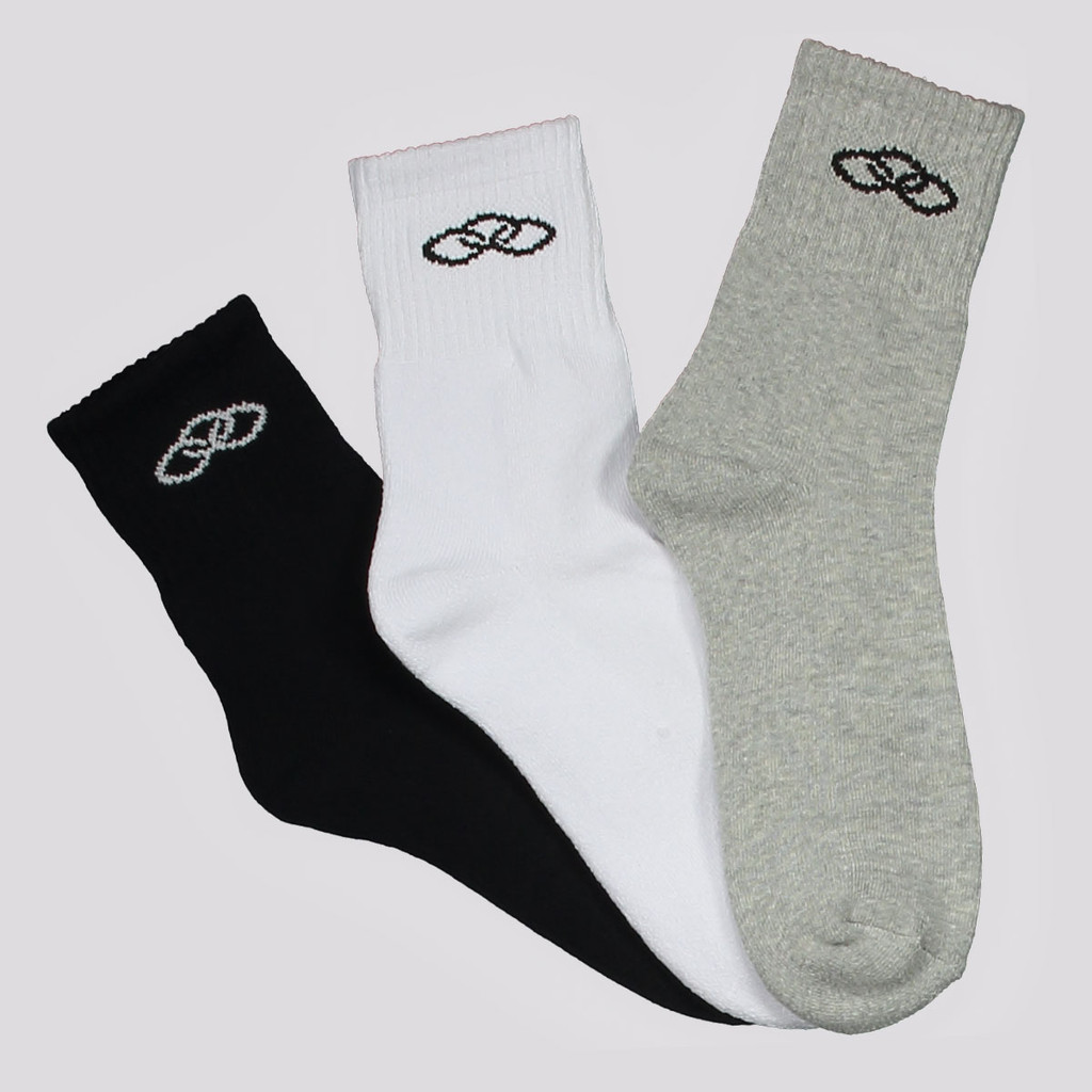 Kit Meia Olympikus Tripack Cano Médio Branca Cinza e Preta em Oferta na Shopee