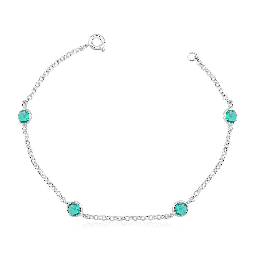 Detalhes do Pulseira Feminina de Prata 925 Zircônia Redonda