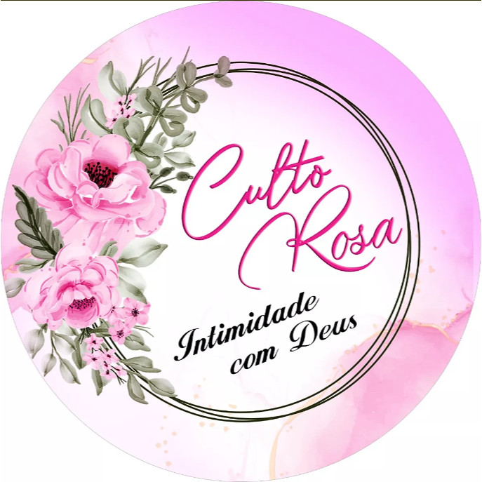 Painel Festa Gospel Culto Rosa Redondo Tecido Sublimado 1,50x1,50