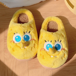XIXITIAO Chinelos de algodão Bob Esponja Calça Quadrada Outono Inverno Estilo Baotou Lã Quente Interior Macio Sola Gross