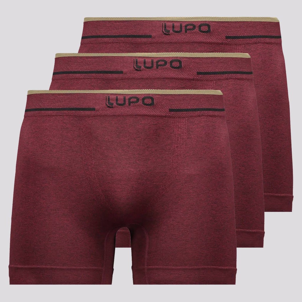 Kit 3 Cuecas Boxer Lupo Microfibra Sem Costura Marsala em Oferta na Shopee