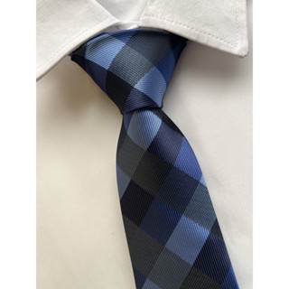 Gravata Xadrez Semi Slim Azul em Oferta na Shopee