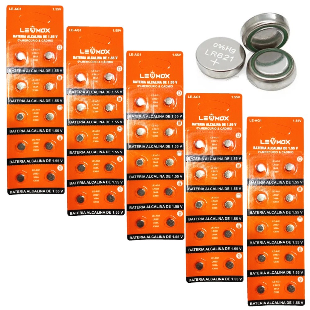 10 / 50 Bateria Botão Alcalina LR44 A76 AG13 LR41 AG3 LR621 AG1 164 V364 LR626 AG4 377 LR1130 AG10 em Oferta na Shopee