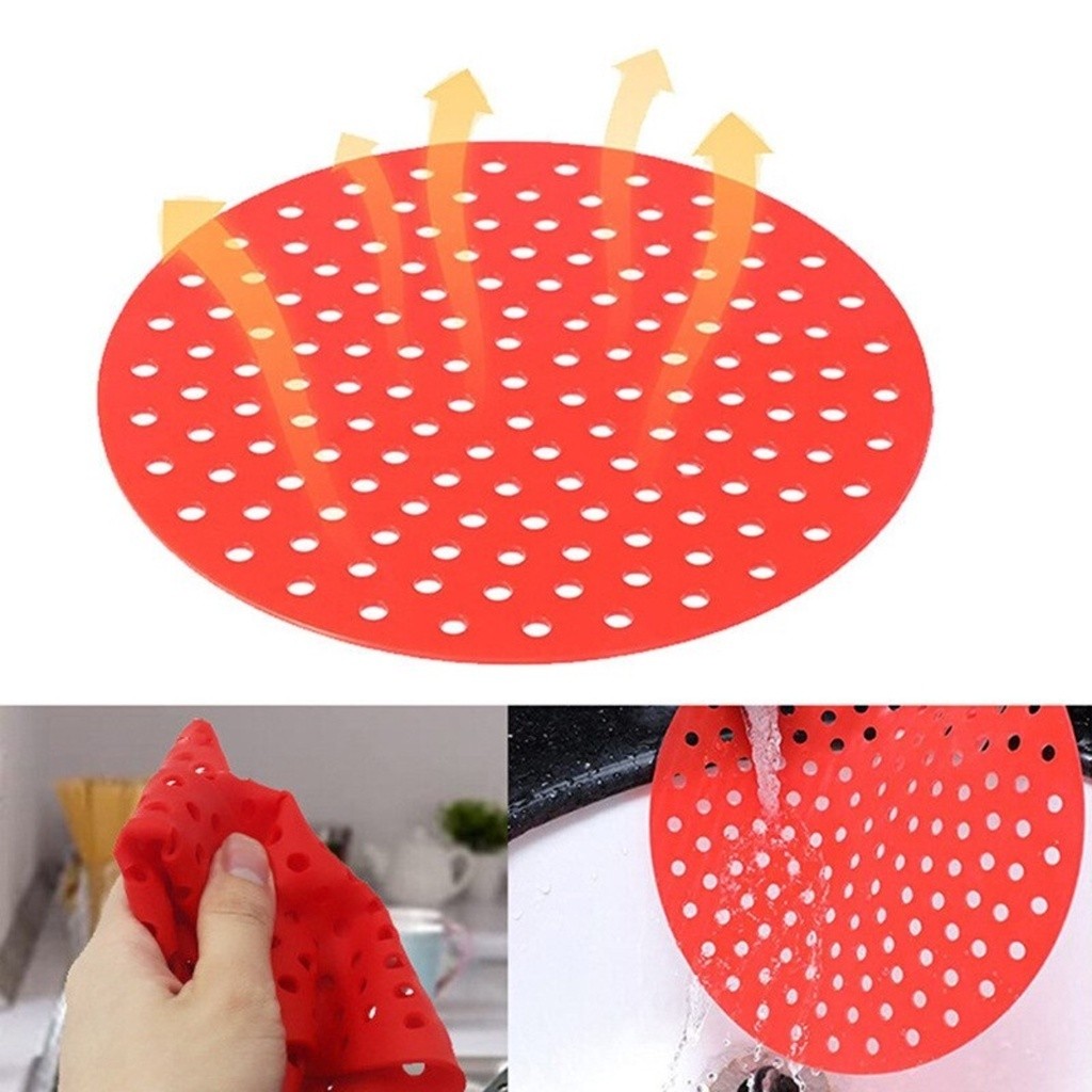 Forro Tapete em Silicone Para Air Fryer 22,5cm Fritadeira Elétrica REDONDO Multiuso Universal Vermelho Preto universal