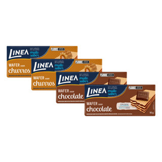 Kit 4 Wafers Linea Sabor Churros e Chocolate de 90g em Oferta na Shopee