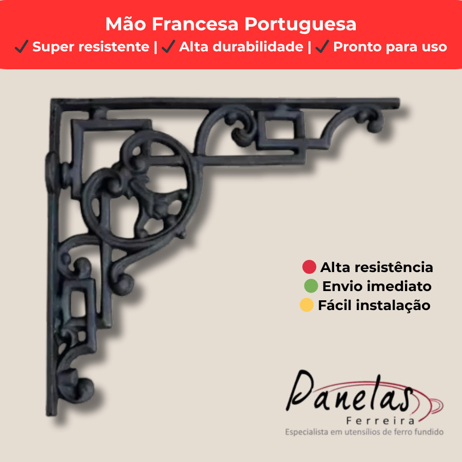 Mão Francesa De Ferro Resistente Suporte Para Prateleira Cantoneira 41x49 Suporte Decorativo