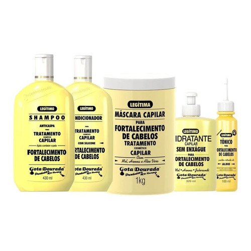 Kit Shampoo Fortalecimento Capilar Gota Dourada Com 6 Itens