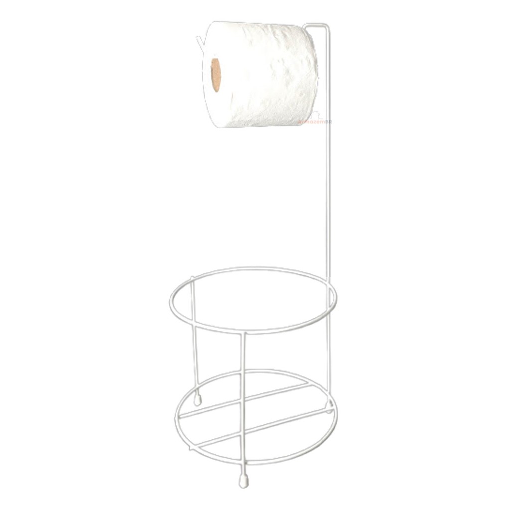 Suporte Porta Papel Higiênico Aramado Pequeno Branco Para Lixeira Banheiro Chão - 0050/6 Azzo