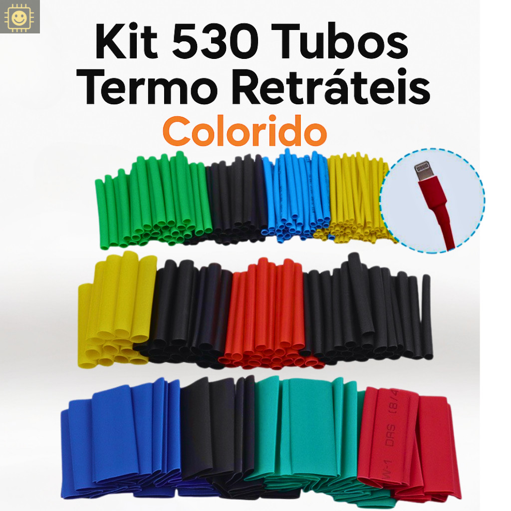 Kit 530 Peças Tubo Isolante Termo Retrátil – Reparos Automotivos e Eletrônicos, Cabos, Soldas e Conexões