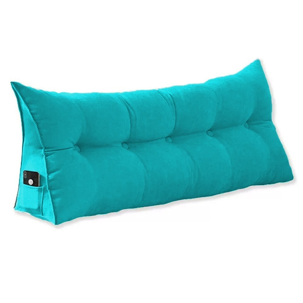 Almofada Cabeceira Ana Cama Solteiro 90cm Suede Azul Turquesa Ms Decor