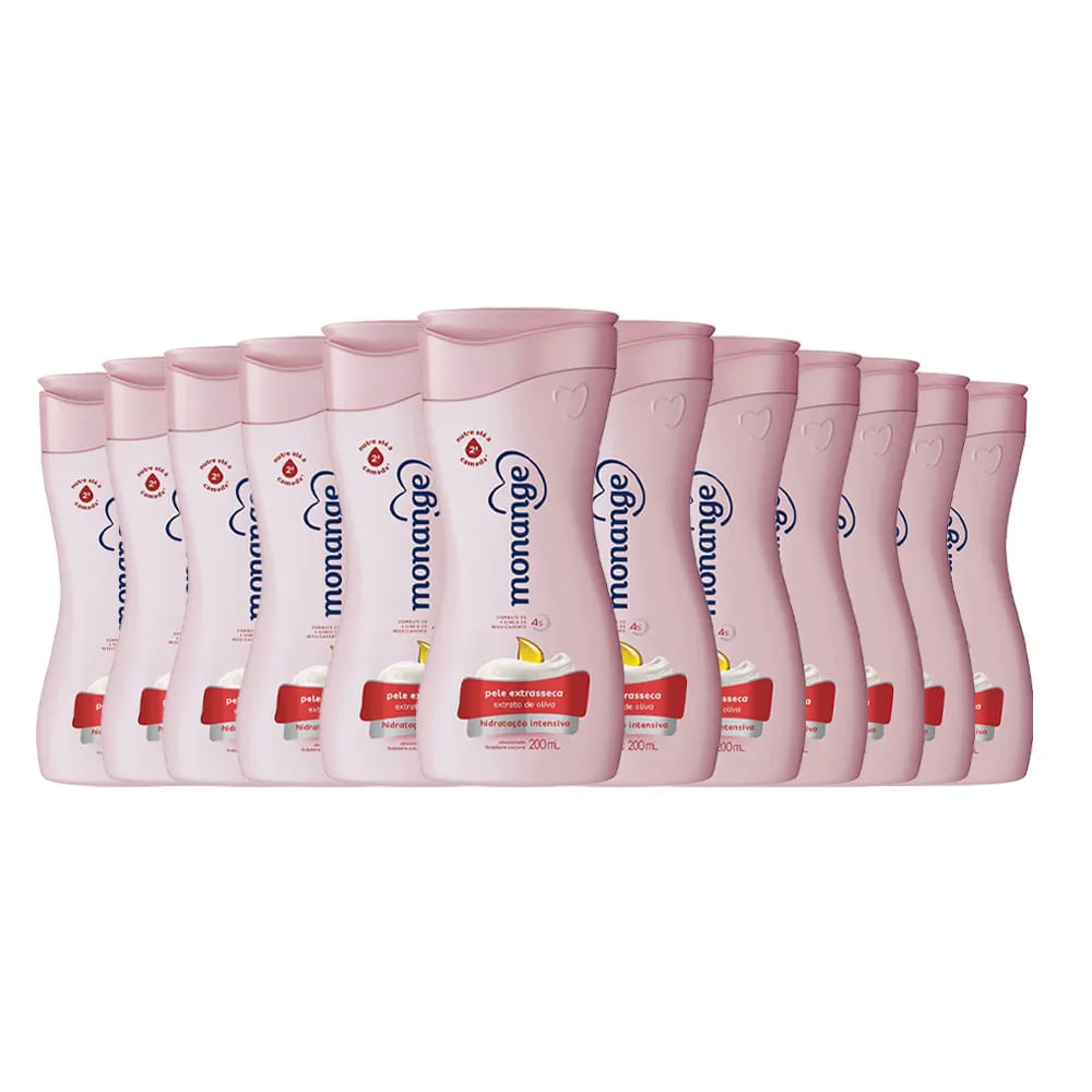 kit Creme Hidratante Corporal Monange Extrato De Oliva 200ml - 12 Unidades - Beauty
