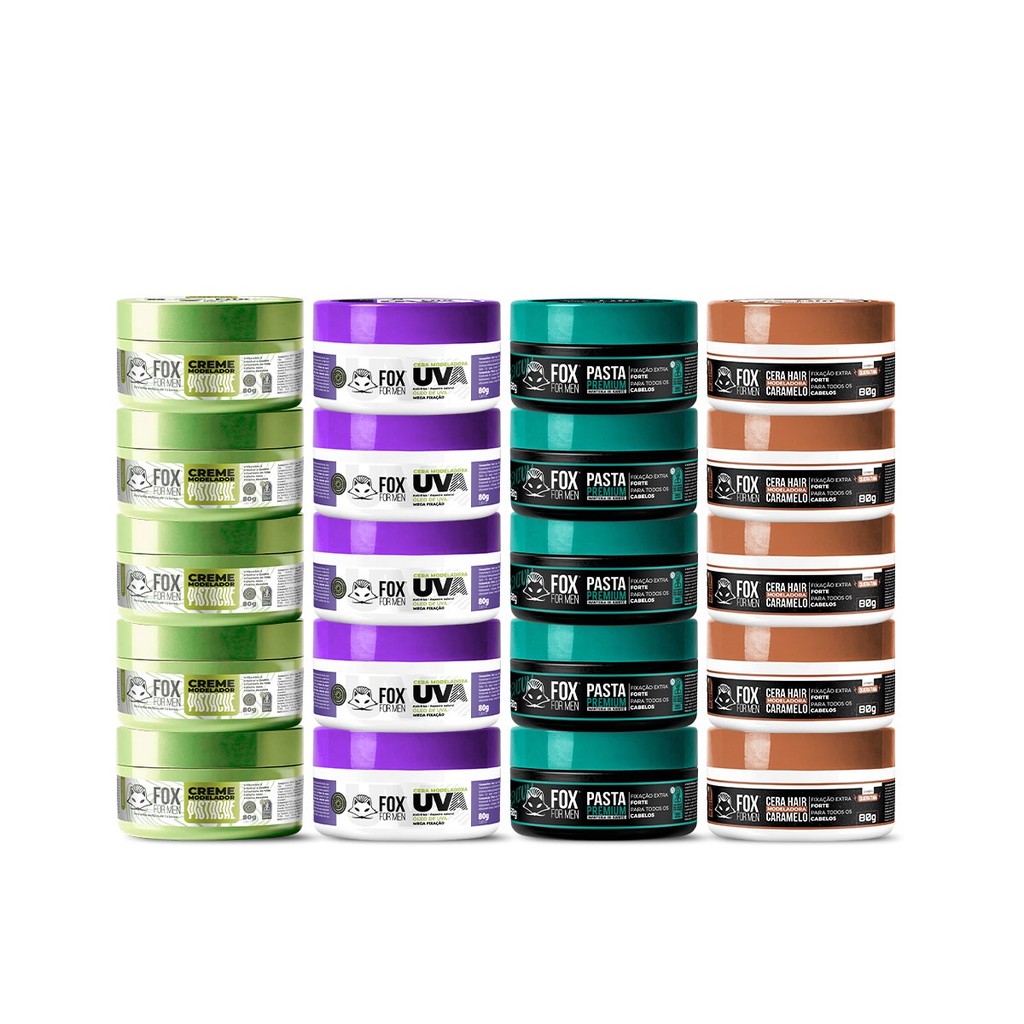 KIT 20 PASTAS CAPILAR 80G PARA BARBEIROS - FOX FOR MEN