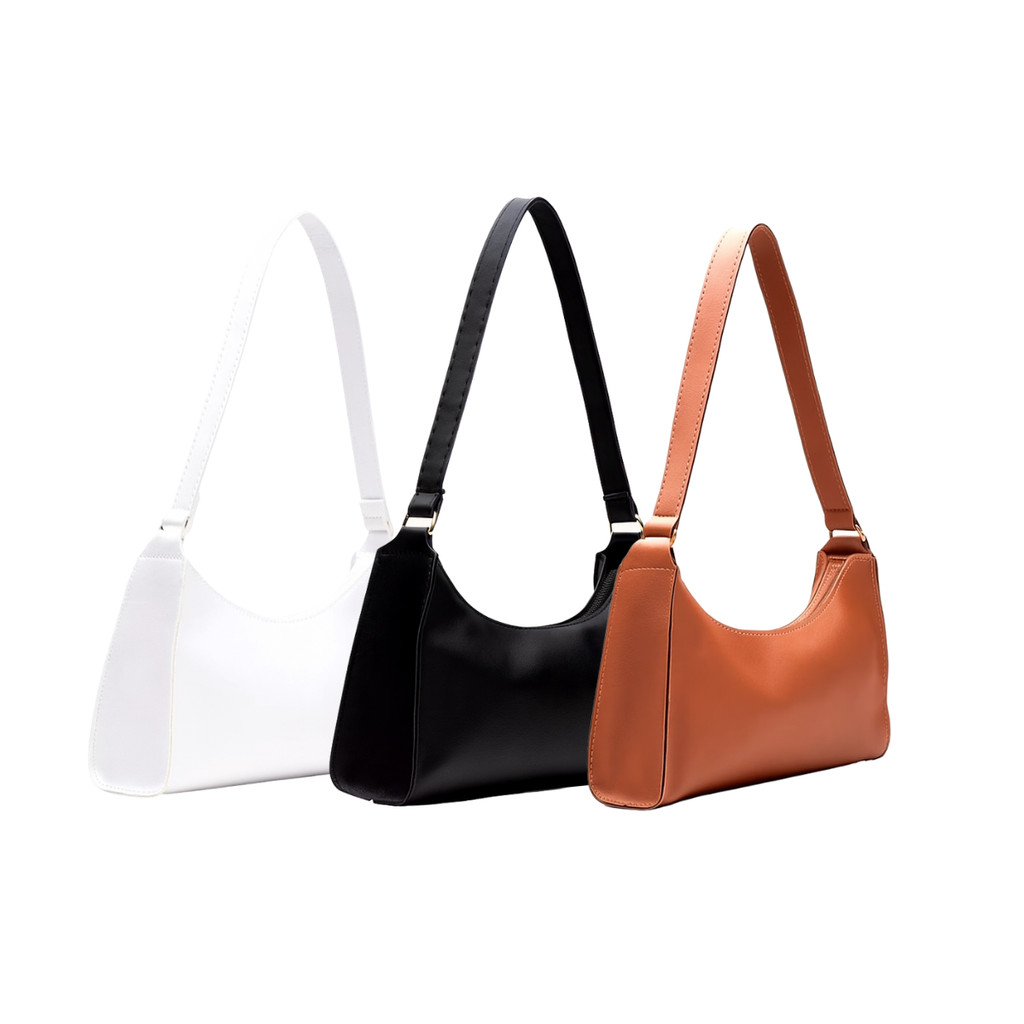 Kit 3 Bolsa Baguete Lisa Feminina de Mão Pequena de Ombro Balada Casual Promoção Presente