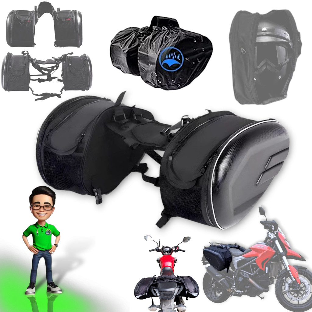 Par Alforge Mala Lateral P/ Moto 36L Expansível Universal