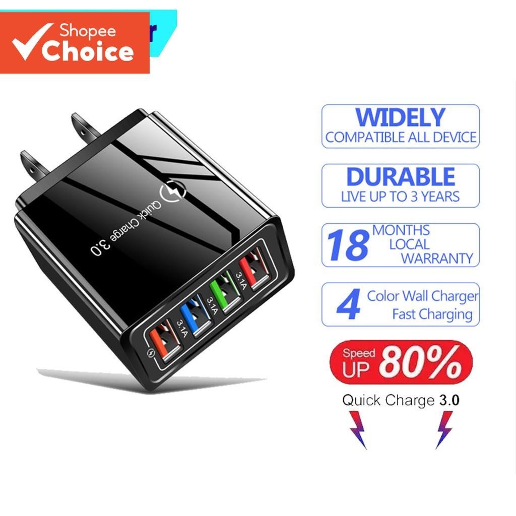 Qualcomm 3.0 35W Carregador de Parede Rápido 4USB 3.1A Viagem 220v Adaptador de Plugue KC01