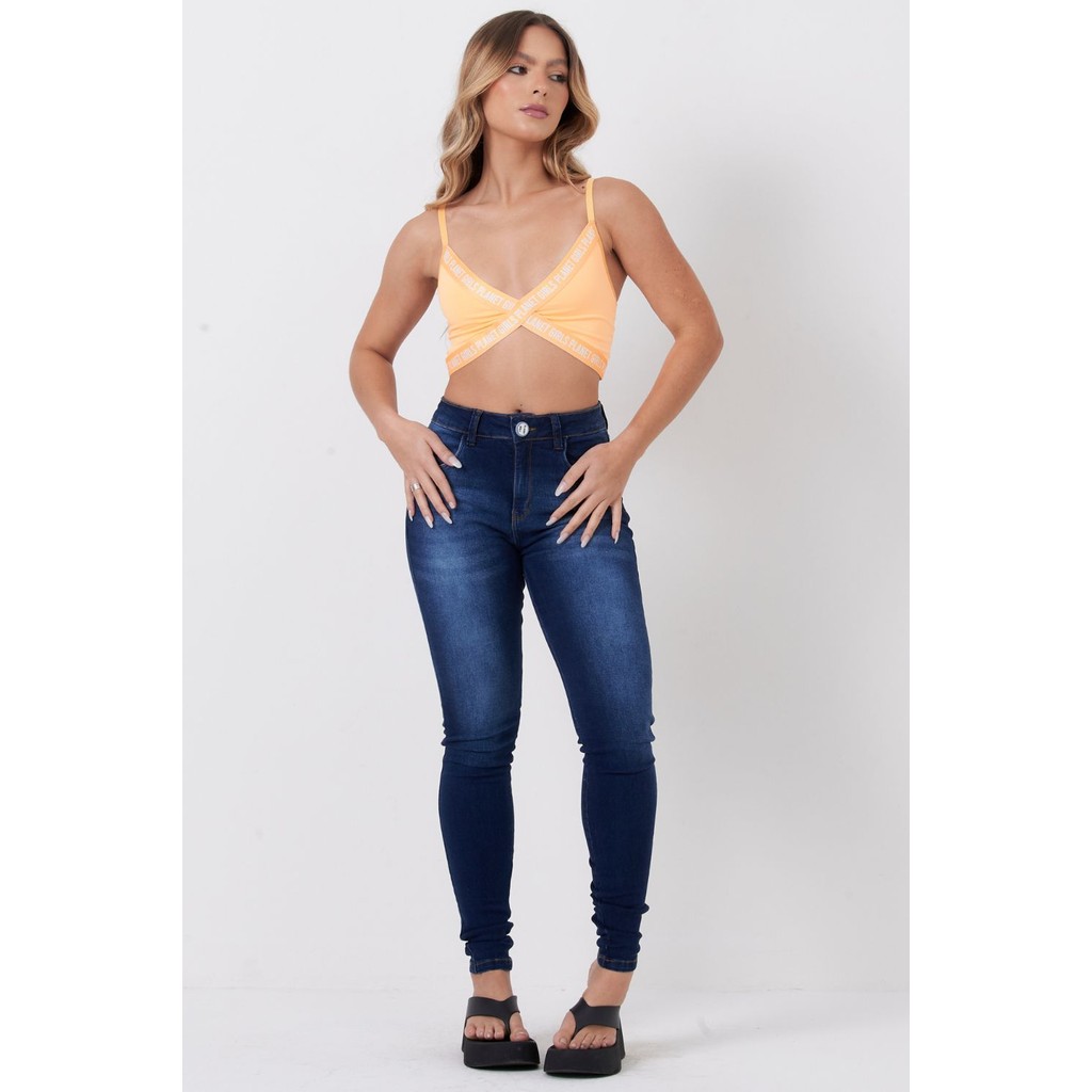 Detalhes do Top Curto Malha Lisa Planet Girls Laranja Médio