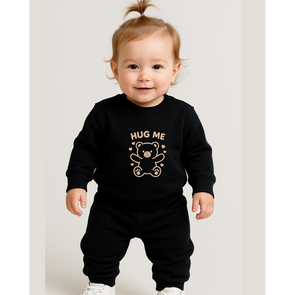 Conjunto Inverno Bebê | Moletom Felpado Secagem Rápida - Estampado Hug Me Menina Menino Roupa de Frio Escolinha