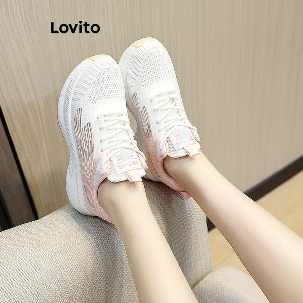 (Trendy) Lovito Tênis Casuais Liso Tênis De Amortecimento Leve Para Mulheres LFA59234 em Oferta na Shopee