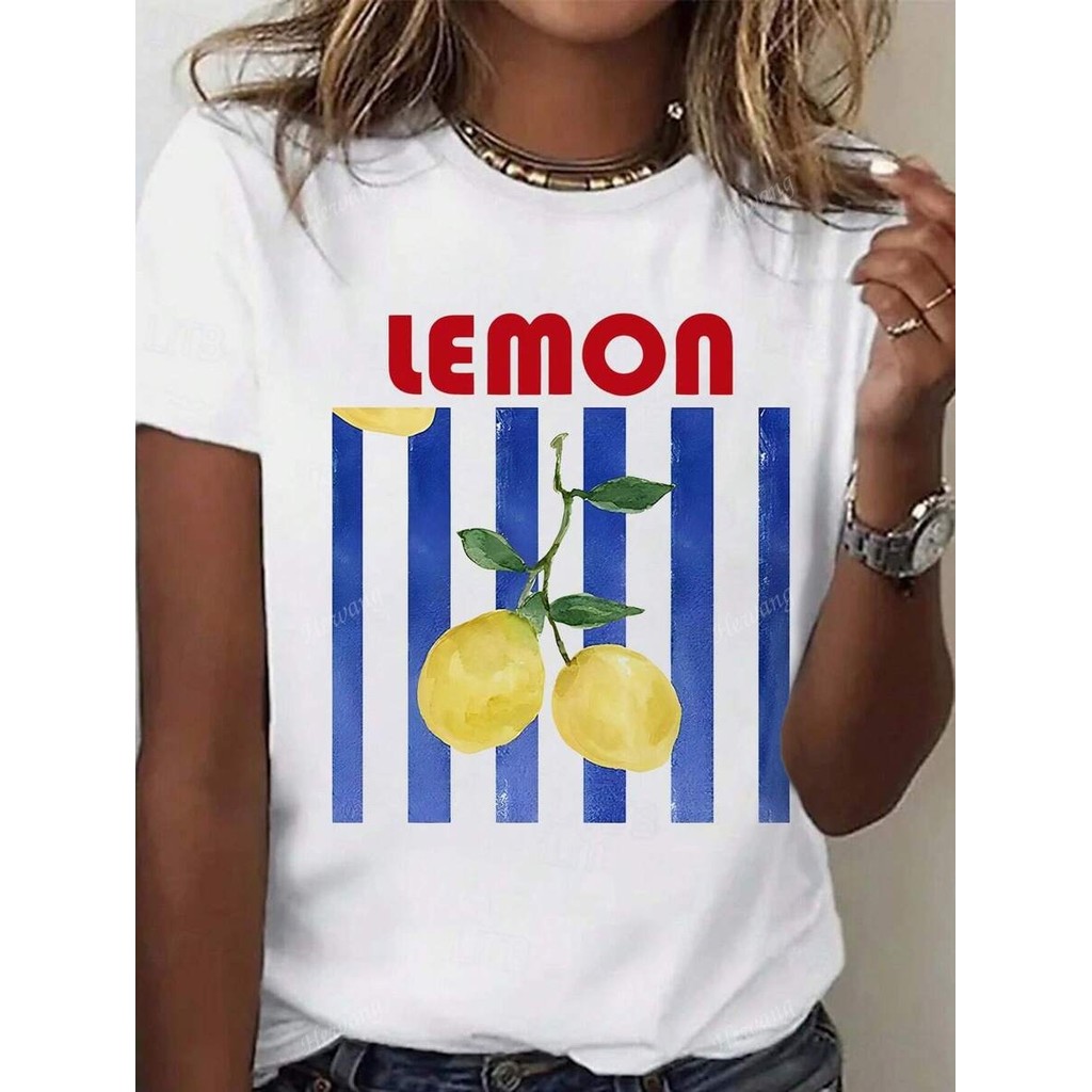 Tshirt Feminina Estilosa Estampada Lemon Lançamento Camiseta 100% Algodão Camisetão Camisa Oversized Plus Size