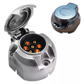 Tomada Elétrica Engate para Carretinha Redonda Metal Alumínio 7 Pólos Femêa em Oferta na Shopee