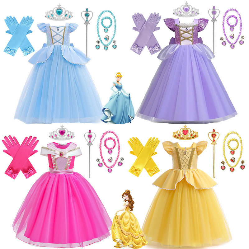 Fantasia de Personagem Infantil Vestido de Princesa Disney Vestido de Festas em Oferta na Shopee
