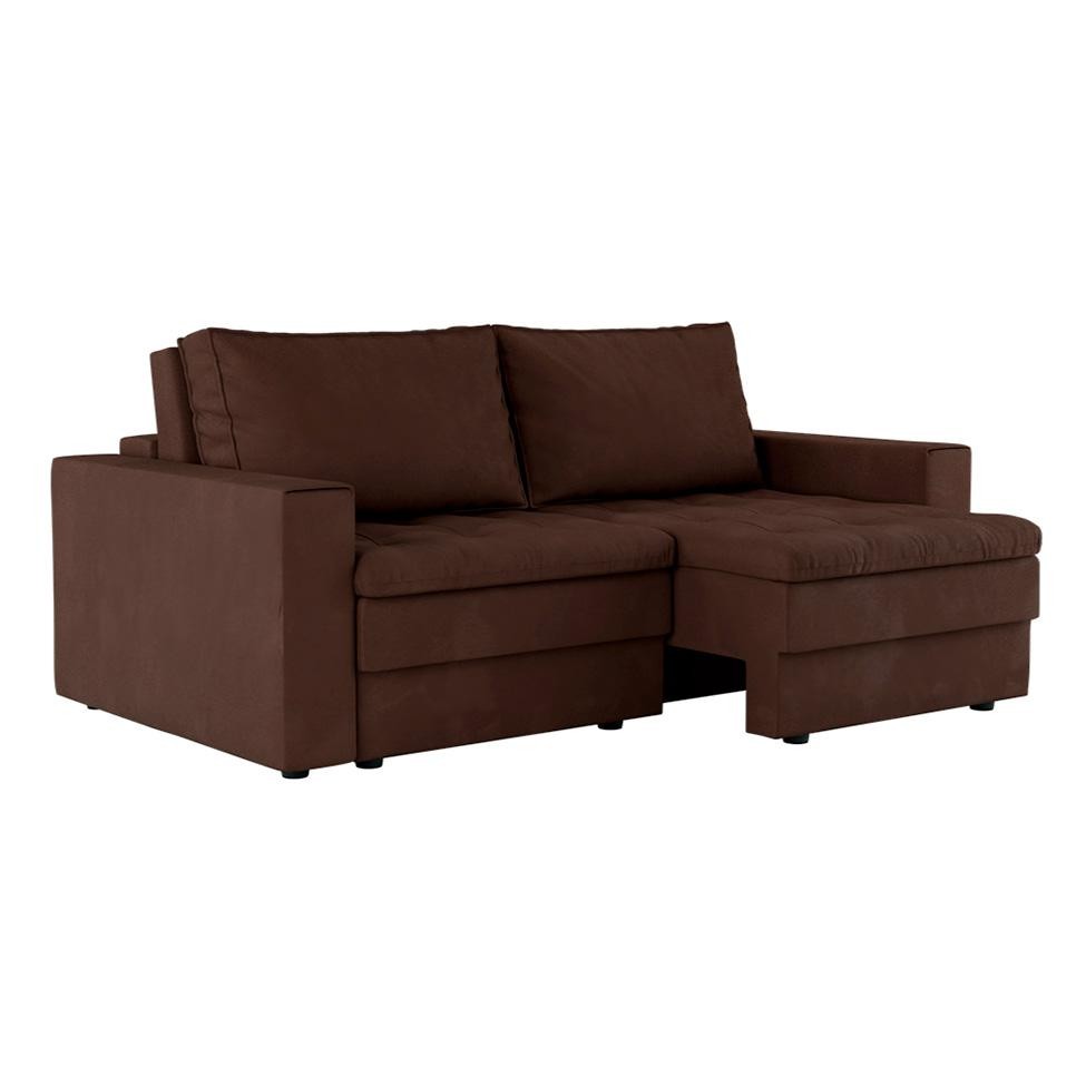 Sofá 3 Lugares Retrátil Berna Suede Marrom 210 cm em Oferta na Shopee