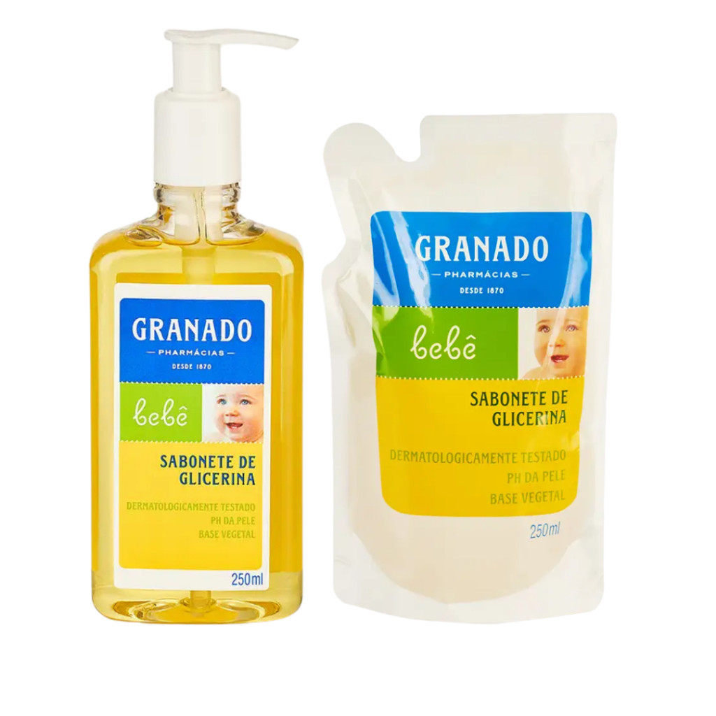 Kit Sabonete Líquido Granado Bebê Tradicional 01 Pump + 01 Refil 250ml em Oferta na Shopee
