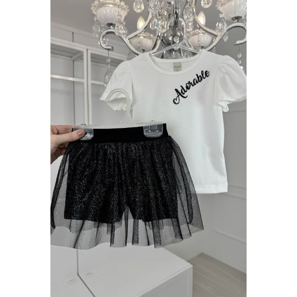Conjunto Infantil com Tule Preto Brilho em Oferta na Shopee
