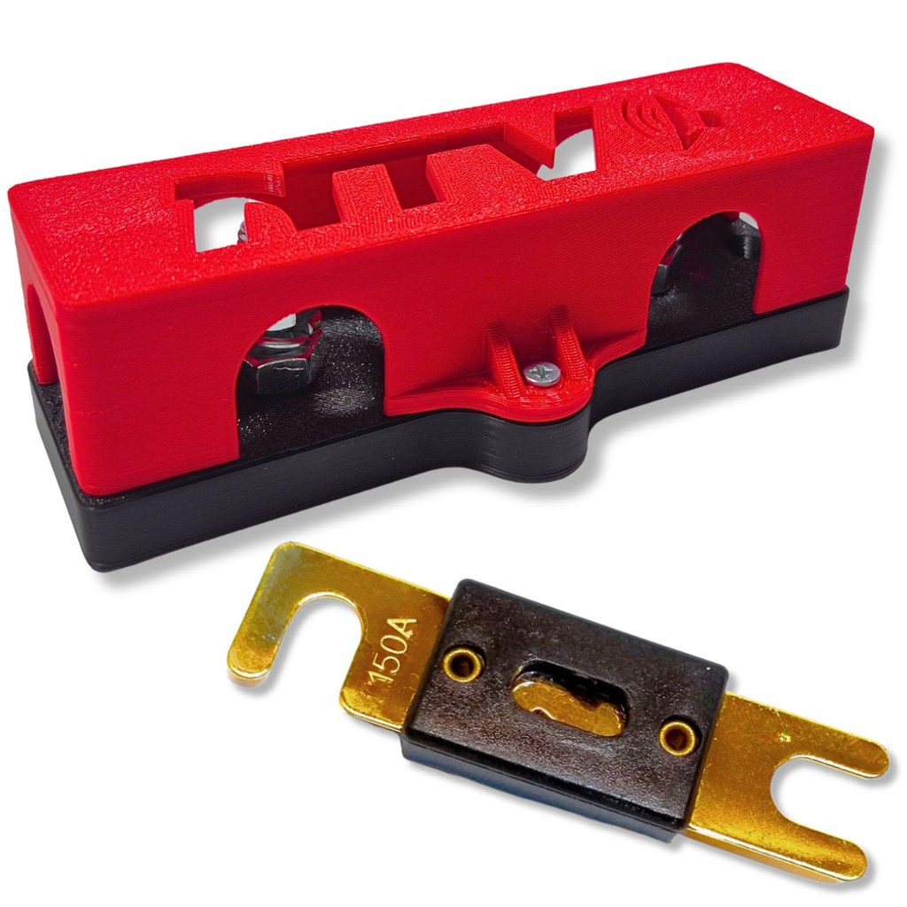 KIT PORTA FUSIVEL + FUSÍVEL FACA GRANDE ANL 150A PARA SOM AUTOMOTIVO BARRAMENTO 3 VIAS COM TAMPA