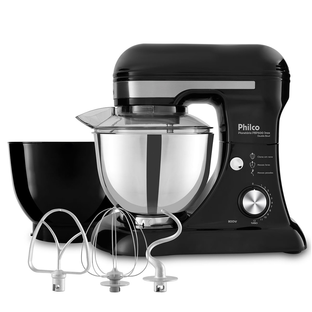 Batedeira Planetária Philco PBP600P Turbo Inox Double Bowl 600W - Home Appliances