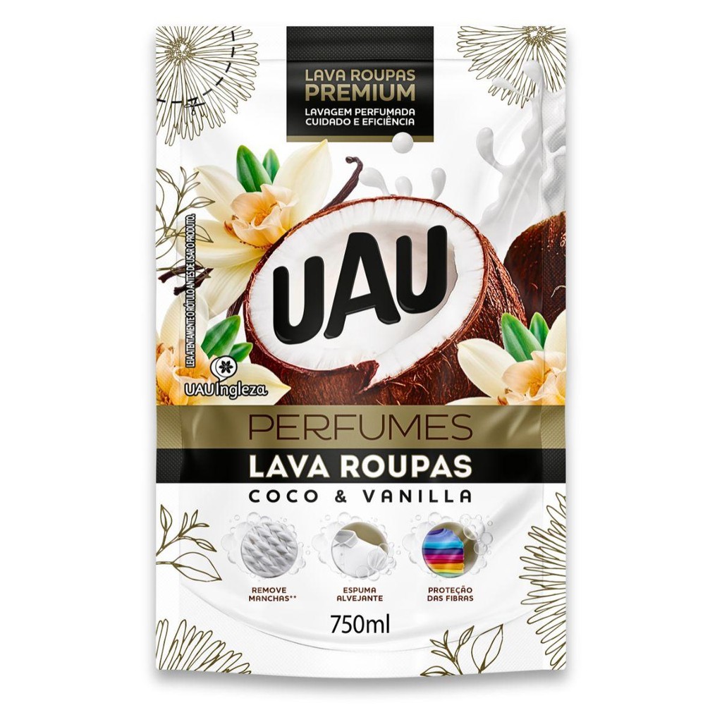 Refil Lava Roupas 750ml Perfume de Coco UAU em Oferta na Shopee