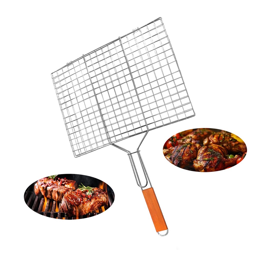 Grelha Dupla Churrasco Para Frango Carnes Peixes 60 x 40cm