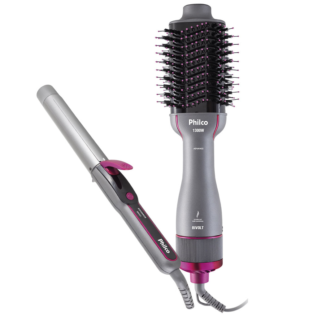 Kit Philco Escova Secadora e Cacheador Bivolt PKT3000 - Beauty