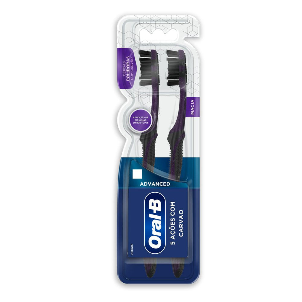 Escova Dental Oral-B 5 Ações com Carvão Advanced Macia 2 Unidades - Health