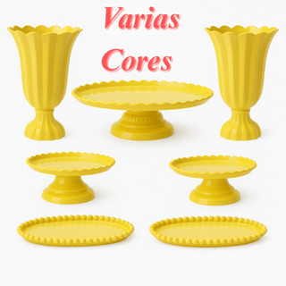 Kit Decoração de Mesa Aniversário Completo Festa 1 Boleira 2 Vasos 2 Mini e 2 Bandejas 7 Peças em Oferta na Shopee