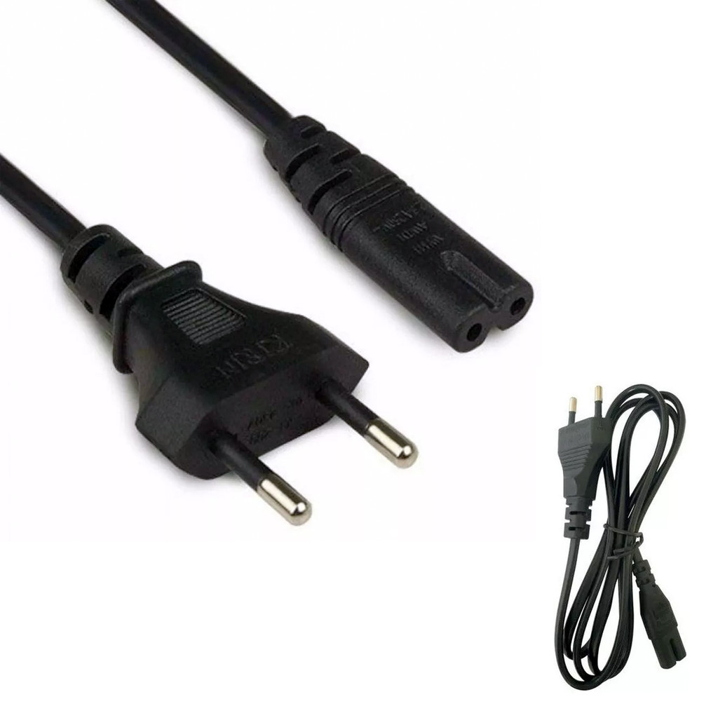 Cabo de Energia Bipolar Tipo 8 (C7) - Para Rádios TVs e Mac Mini