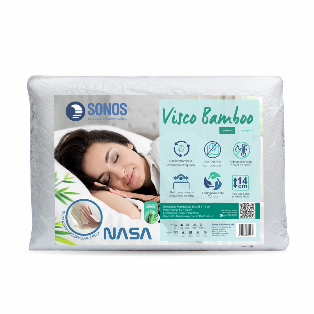 Travesseiro Sonos Visco Bamboo Alto 14cm de Altura em Oferta na Shopee