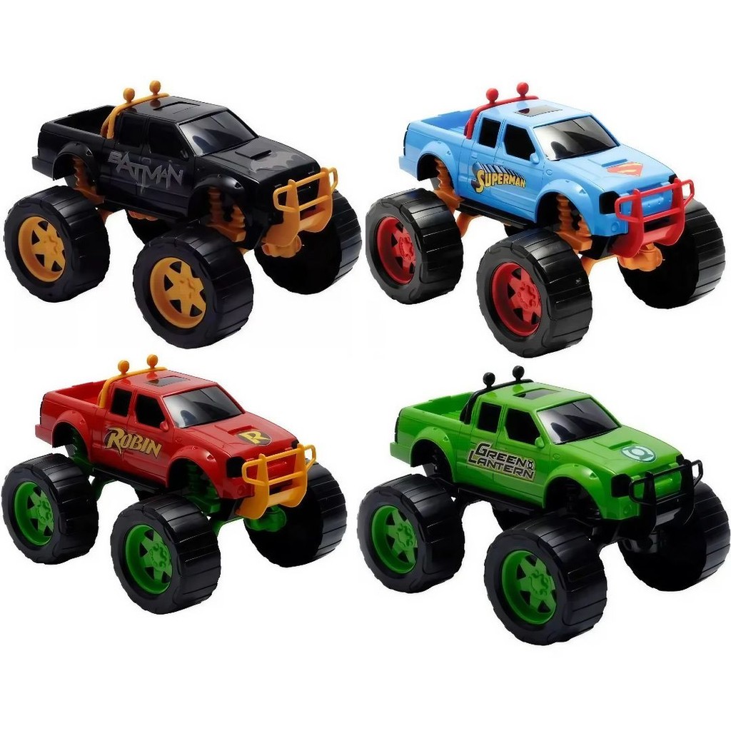 Brinquedo Veículo Roda Livre Strong Truck Picape Liga Justiça Superman Batman Lanterna Verde Robin