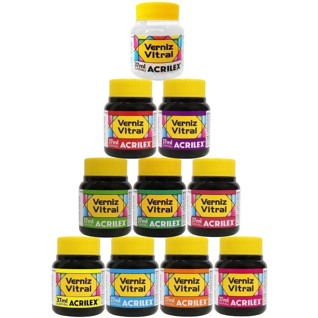 Verniz Vitral Para Artesanato Acrilex 37ml Escolha A Cor: Perfeito para Copos Garrafas Vaso Outras