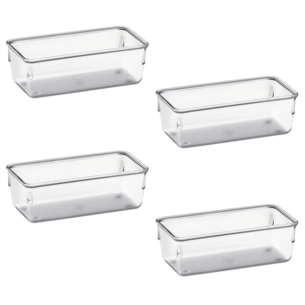 Kit 4 Organizadores Multiuso  para Gavetas,maquiagem  Armários, Geladeiras, Pote Acrílico Cristal acrimet 971 - Acrimet