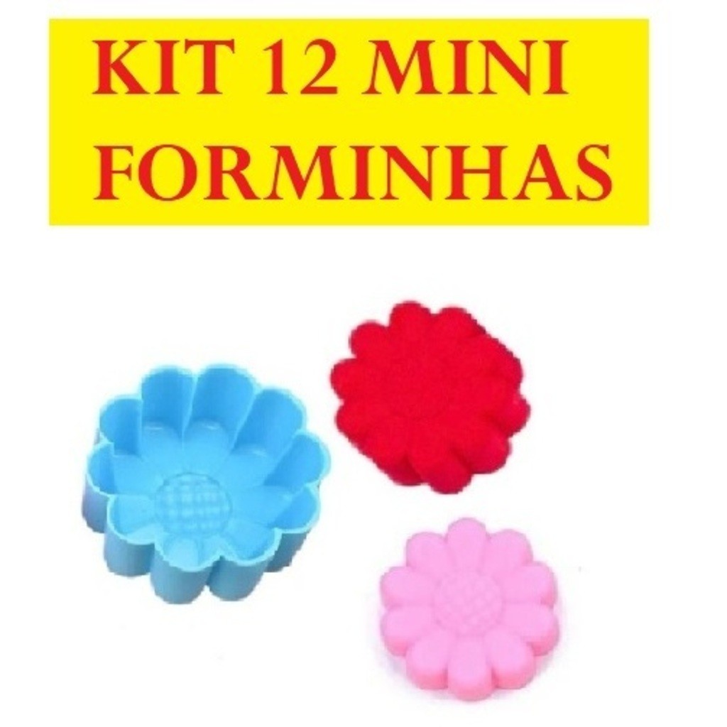 Kit 12 Forminhas Mini 5X3X2CM Rosa Forma Flor Silicone Brigadeiro Tortinha Bolinhos Multicolorido